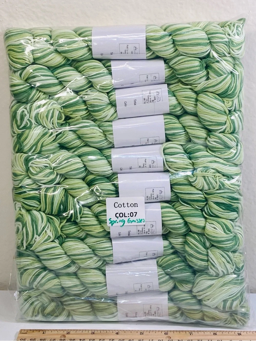 10 NEW (~500g total, ~50g ea.) 100% Cotton Variegated Hanks in  Spring Grasses
